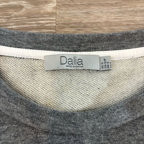 Dalia Womens Long Sleeve Blouse Layered Look Size Large  Grey White sz S - Picture 4 of 9